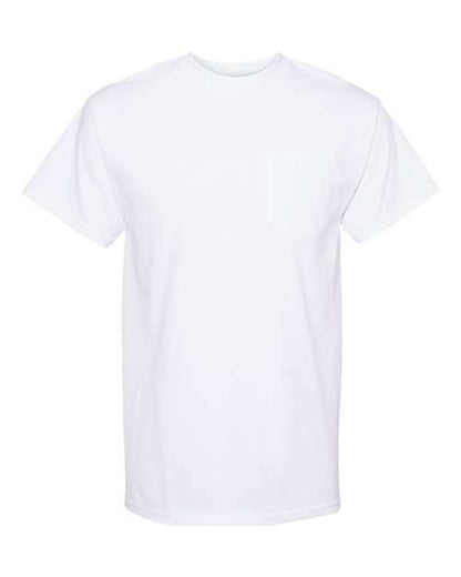 Plain white T-shirt from Heavyweight Pocket T-Shirt ideal for custom apparel and screen printing