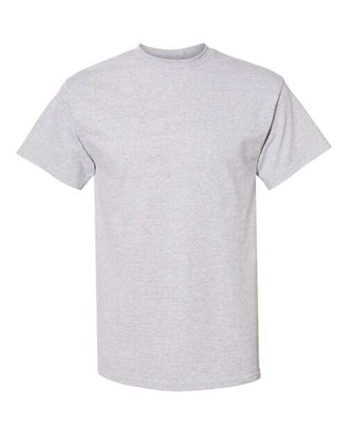 Gray short-sleeved Heavyweight T-Shirt in athletic heather cotton polyester blend for custom apparel