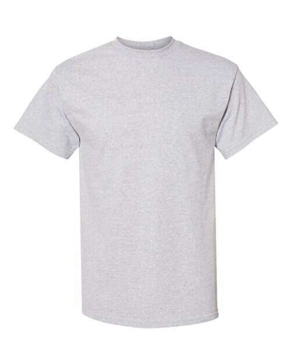 Gray short-sleeved T-shirt in athletic heather cotton polyester blend for custom apparel