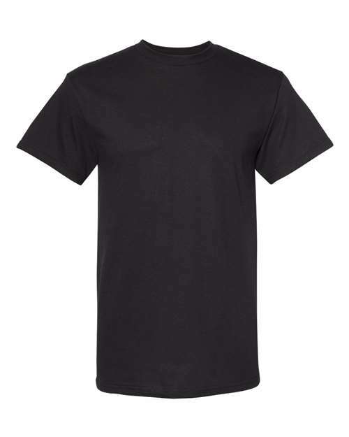 Black heavyweight T-shirt made of cotton polyester blend ideal for screen printing