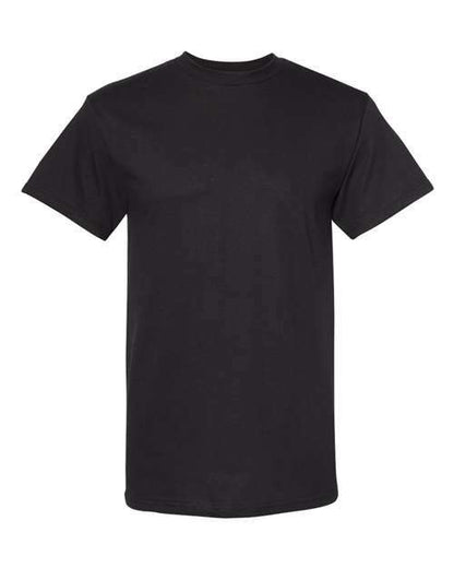 Black heavyweight T-shirt made from cotton polyester blend ideal for screen printing