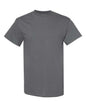 Gray short-sleeved heavyweight T-shirt in cotton polyester blend ideal for screen printing
