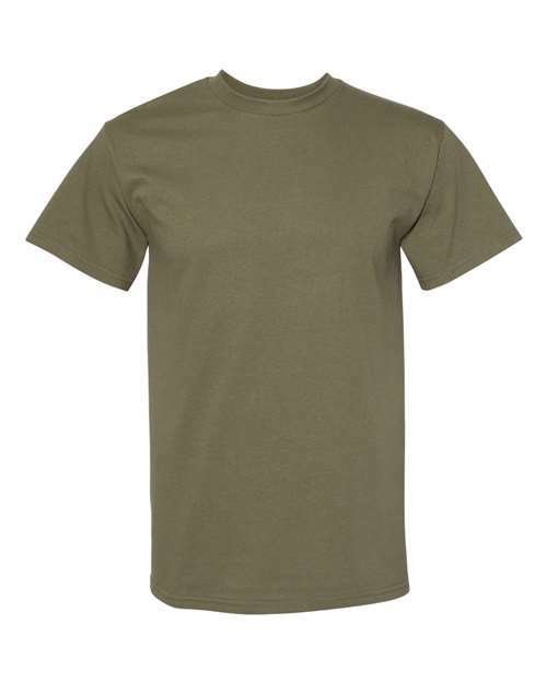 Olive green heavyweight T-Shirt made of durable cotton polyester suitable for screen printing