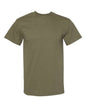 Olive green heavyweight T-Shirt in durable cotton polyester suitable for screen printing