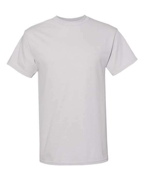 Plain gray heavyweight T-Shirt in polyester blend for custom apparel and screen printing