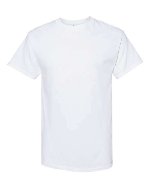 White heavyweight T-shirt made from cotton polyester blend suitable for screen printing