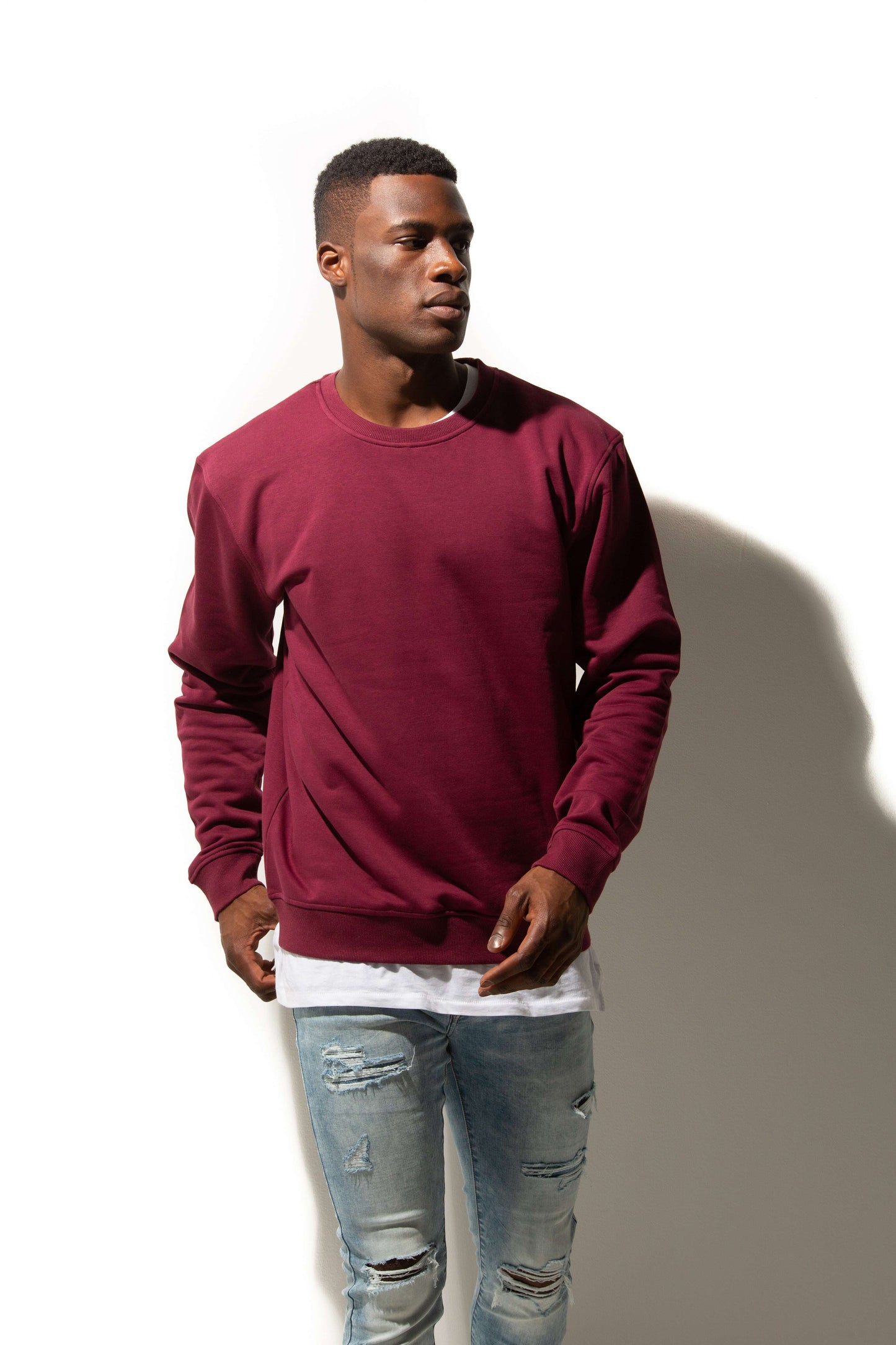 Crewnecks-HERO-1020 Unisex Blank Crewneck Sweatshirt - Maroon-torontoscreenprinting.ca