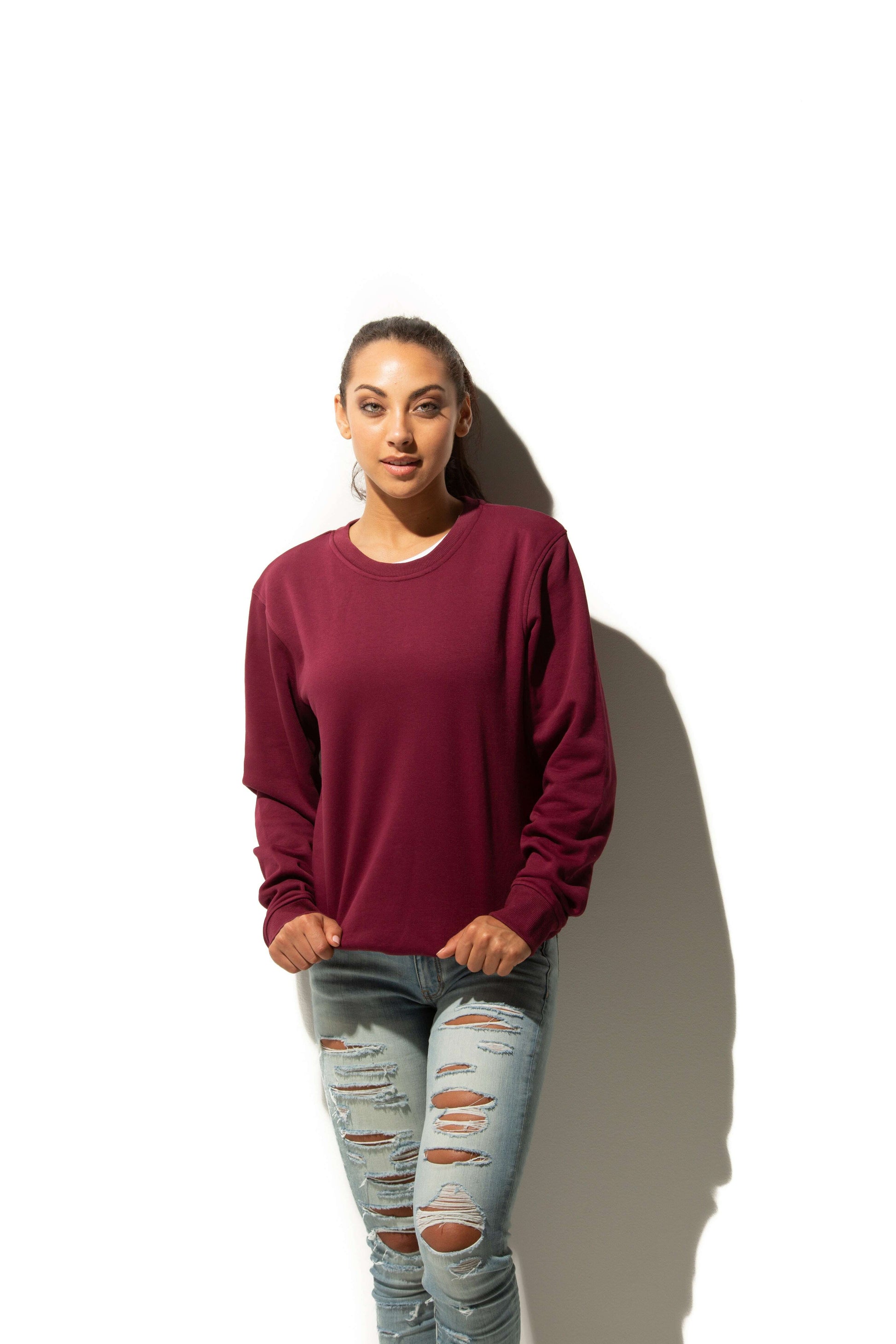 Crewnecks-HERO-1020 Unisex Blank Crewneck Sweatshirt - Maroon-torontoscreenprinting.ca