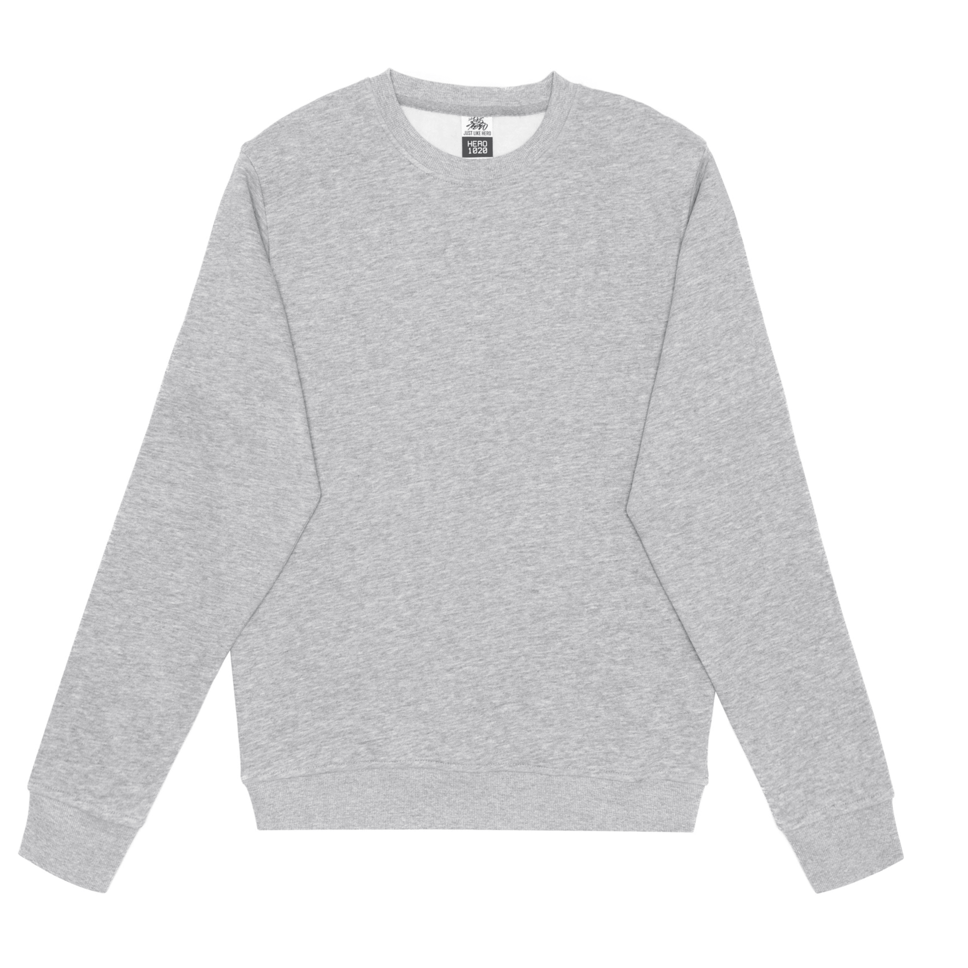 Crewnecks-HERO-1020 Unisex Blank Crewneck Sweatshirt - Sport Grey-torontoscreenprinting.ca