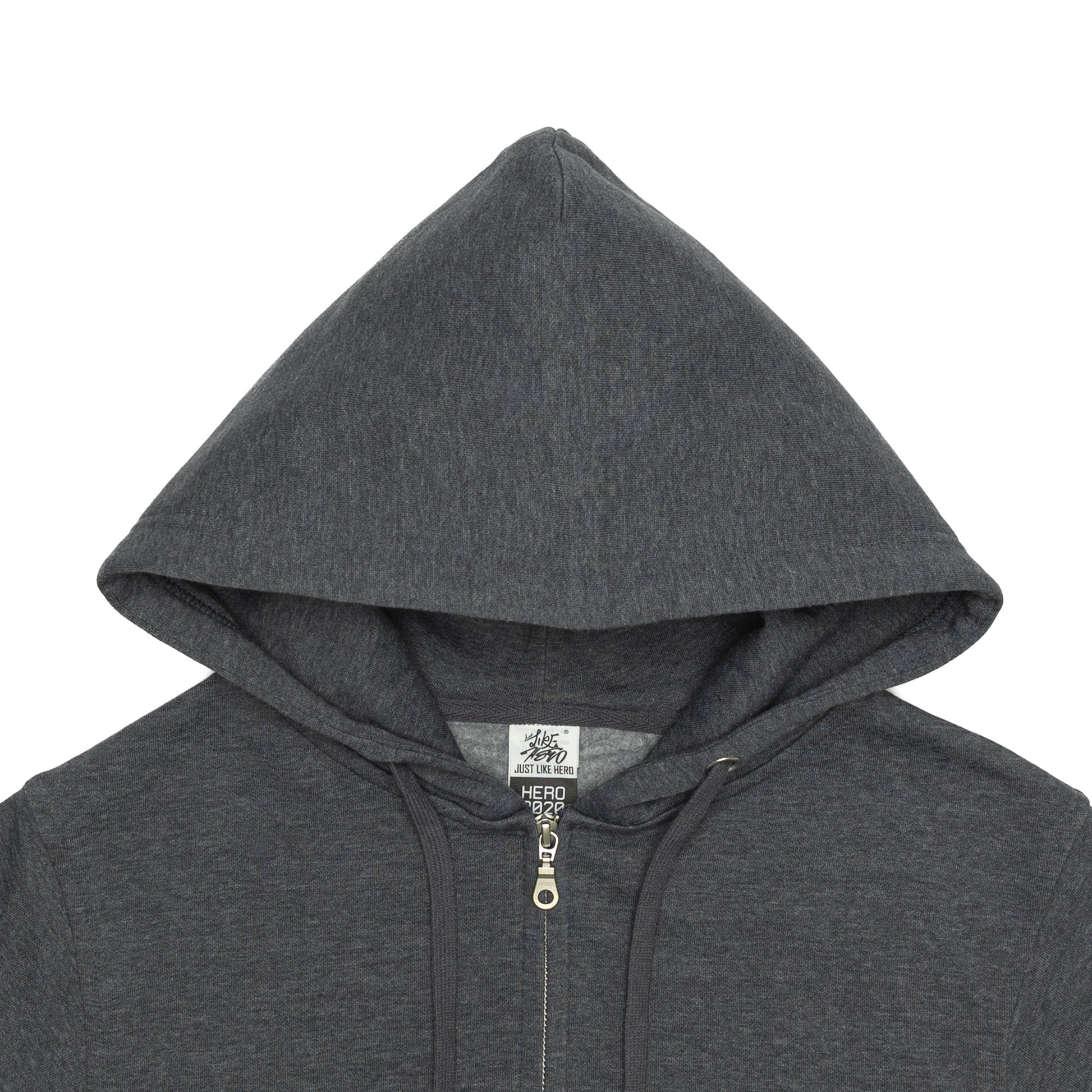 HERO-3020 Unisex Full Zip Hoodie - Dark Heather - Full-Zip