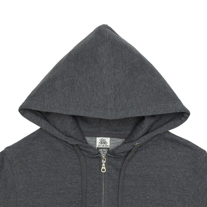 HERO-3020 Unisex Full Zip Hoodie - Dark Heather - Full-Zip