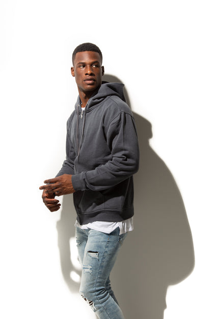 HERO-3020 Unisex Full Zip Hoodie - Dark Heather - Full-Zip