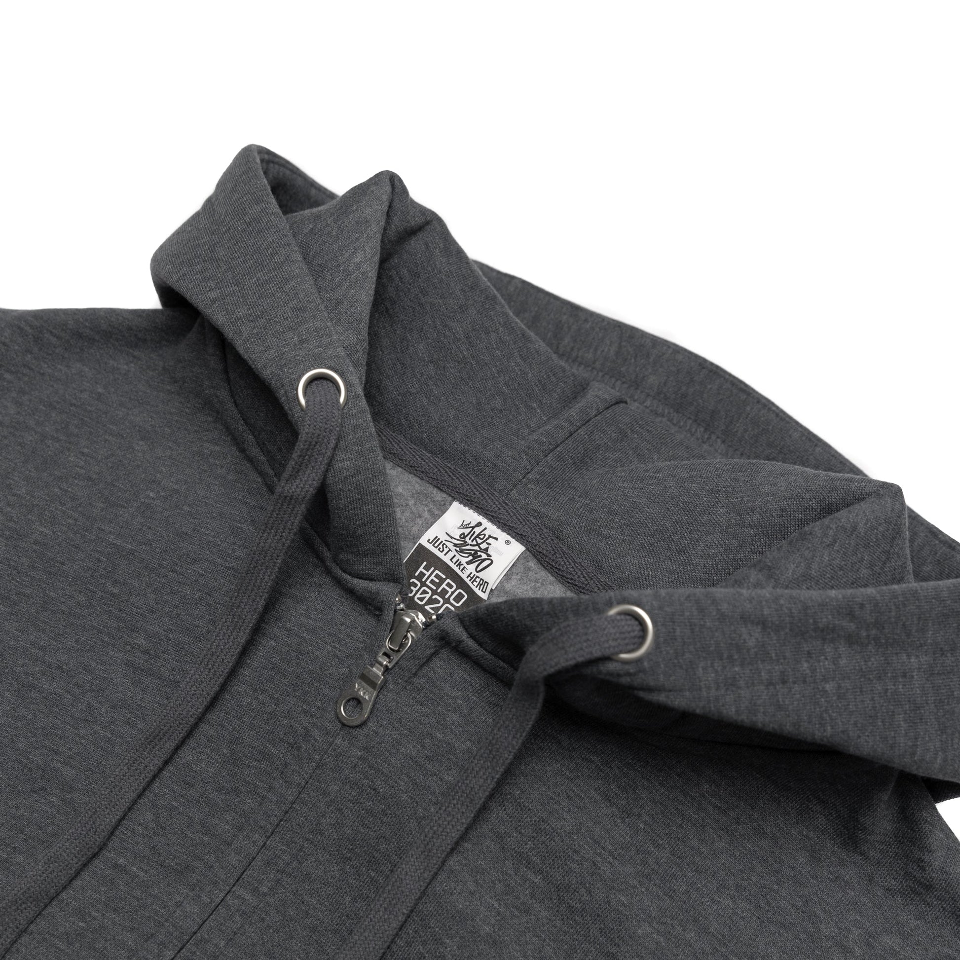 HERO-3020 Unisex Full Zip Hoodie - Dark Heather - Full-Zip