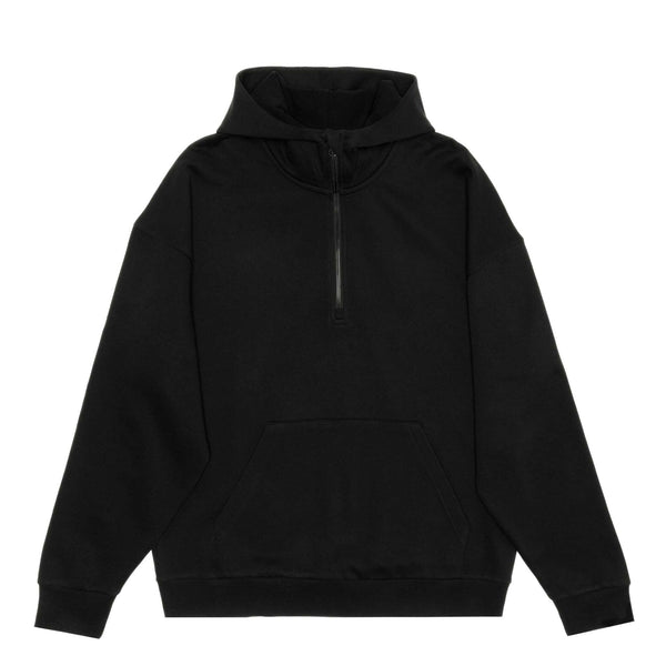 HERO-4220 Unisex Drop Shoulder Scuba 1/2 Zip Hoodie - Black