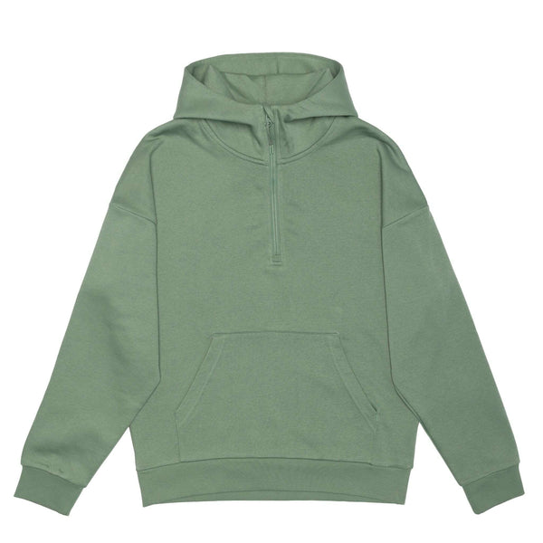 HERO-4220 Unisex Drop Shoulder Scuba 1/2 Zip Hoodie - Dusty Green