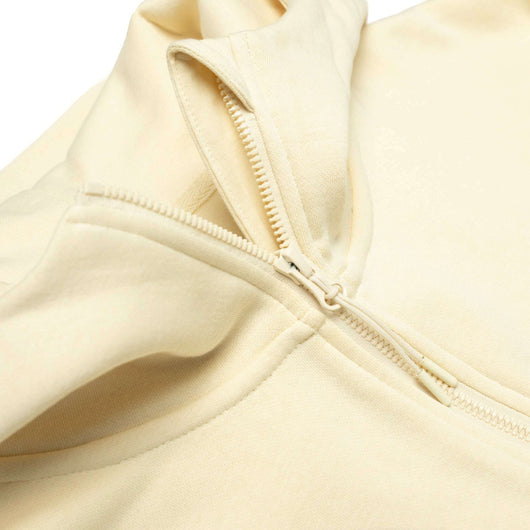 HERO-4220 Unisex Drop Shoulder Scuba 1/2 Zip Hoodie - Ivory
