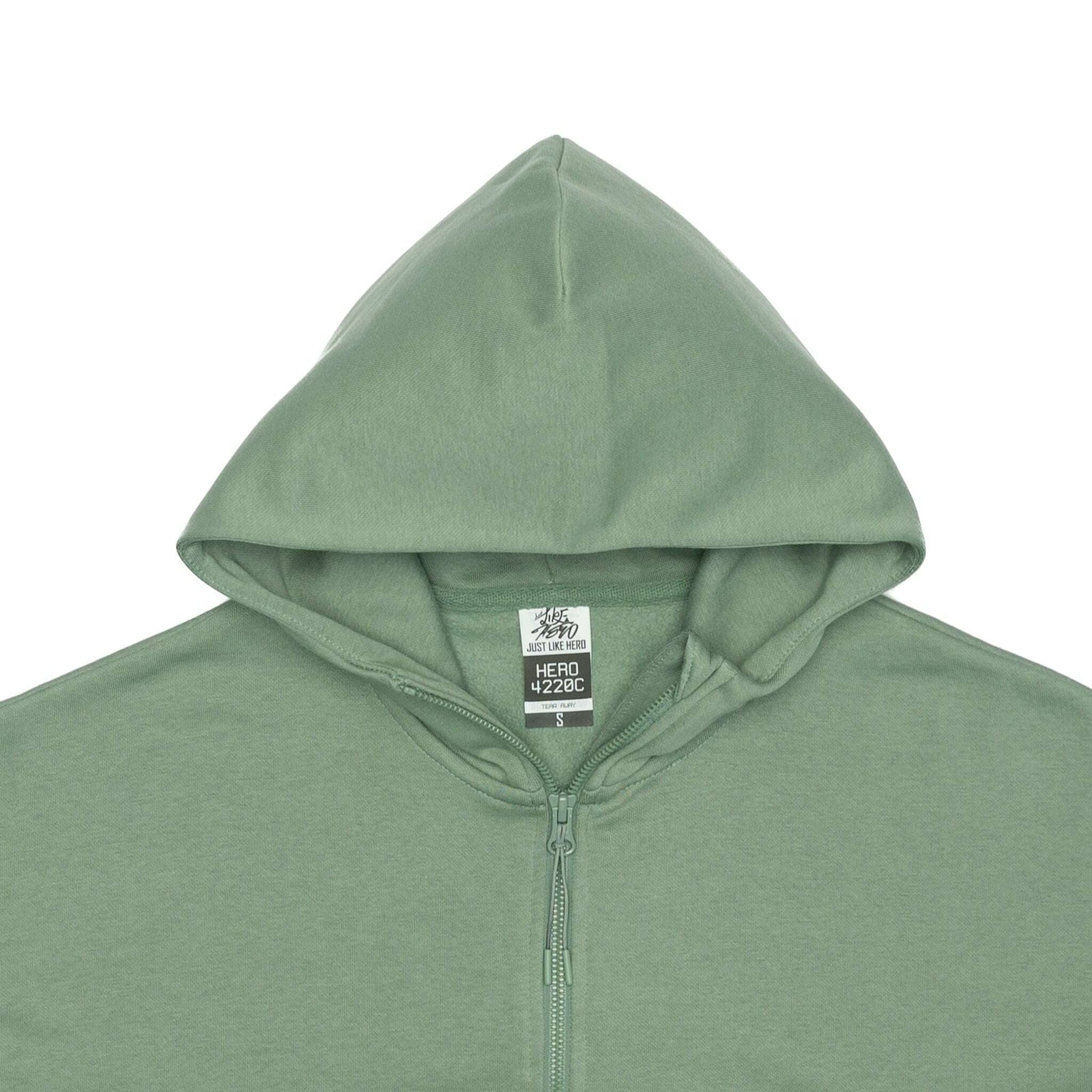 HERO-4220C Cropped Drop Shoulder Scuba 1/2 Zip Hoodie - Dusty Green