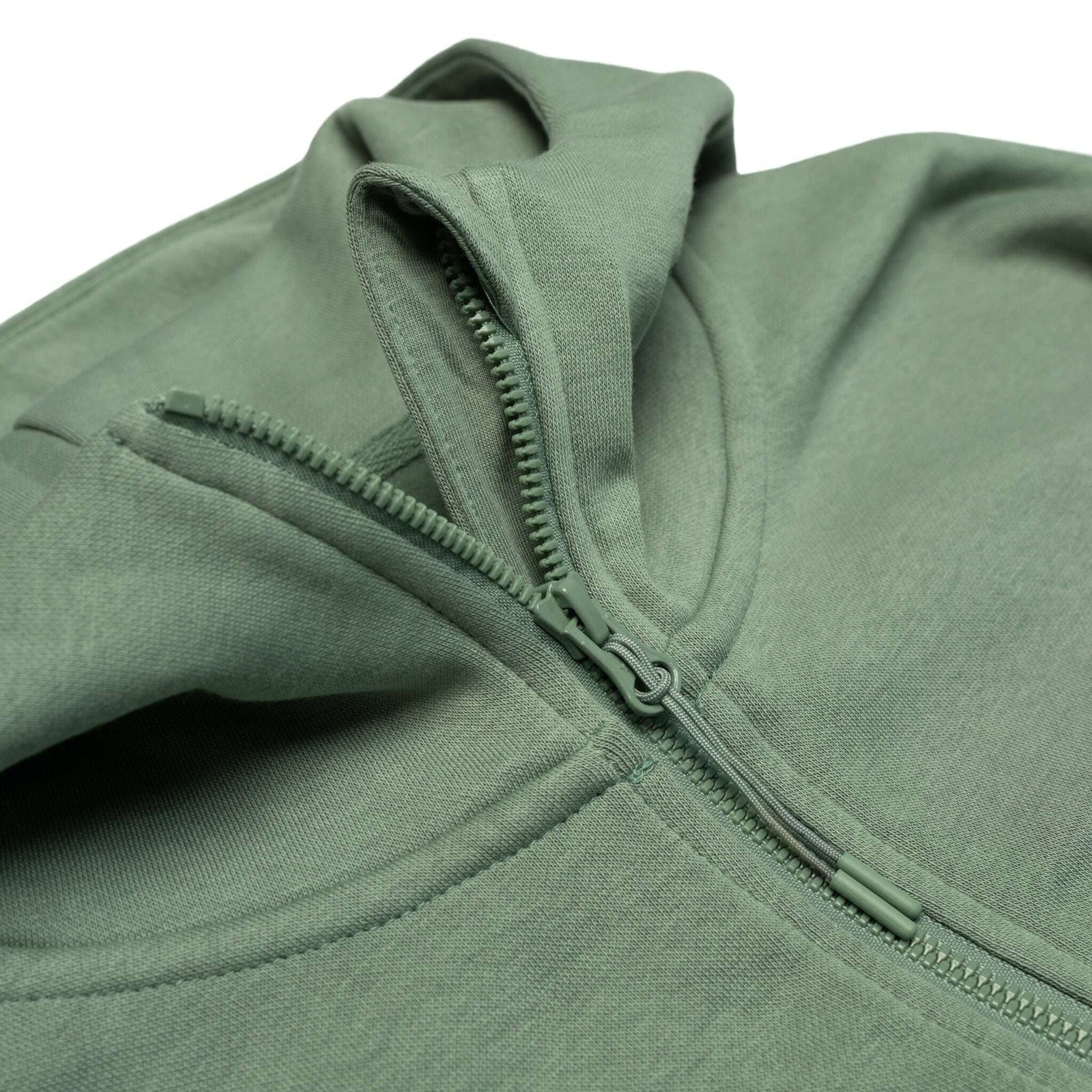 HERO-4220C Cropped Drop Shoulder Scuba 1/2 Zip Hoodie - Dusty Green