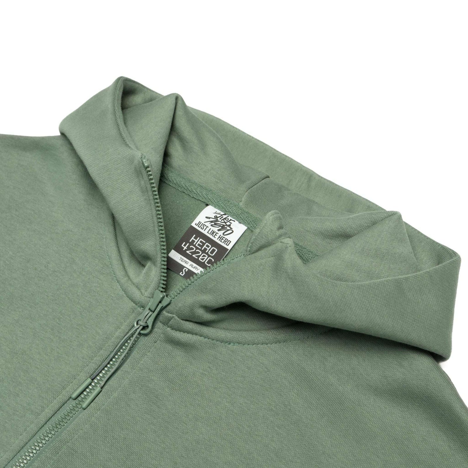 HERO-4220C Cropped Drop Shoulder Scuba 1/2 Zip Hoodie - Dusty Green