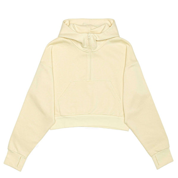 HERO-4220C Cropped Drop Shoulder Scuba 1/2 Zip Hoodie - Ivory