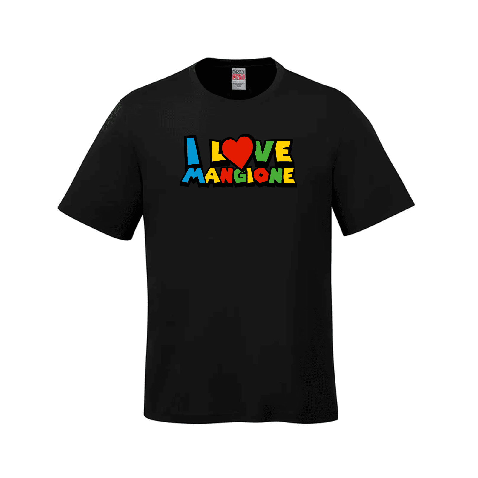 ’I Love Mangione’ T-Shirt (CSW247 Parkour Style) - Black / Small - T-Shirt