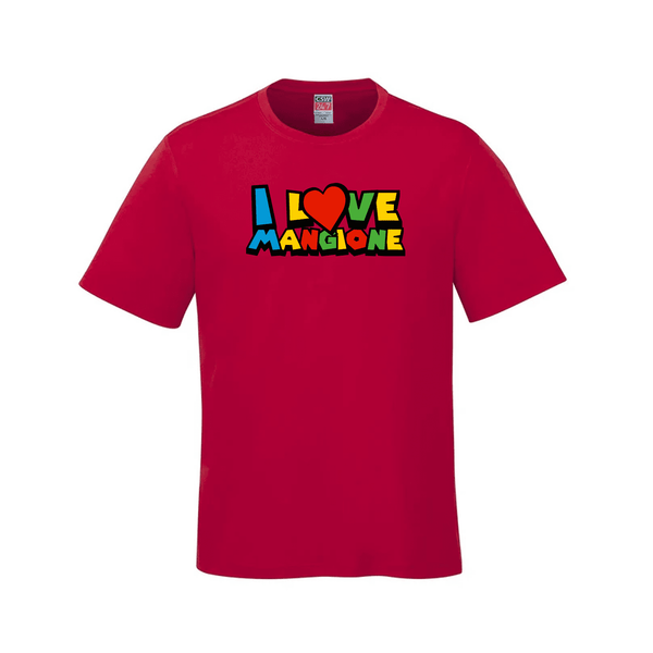 ’I Love Mangione’ T-Shirt (CSW247 Parkour Style) - Red / Small - T-Shirt