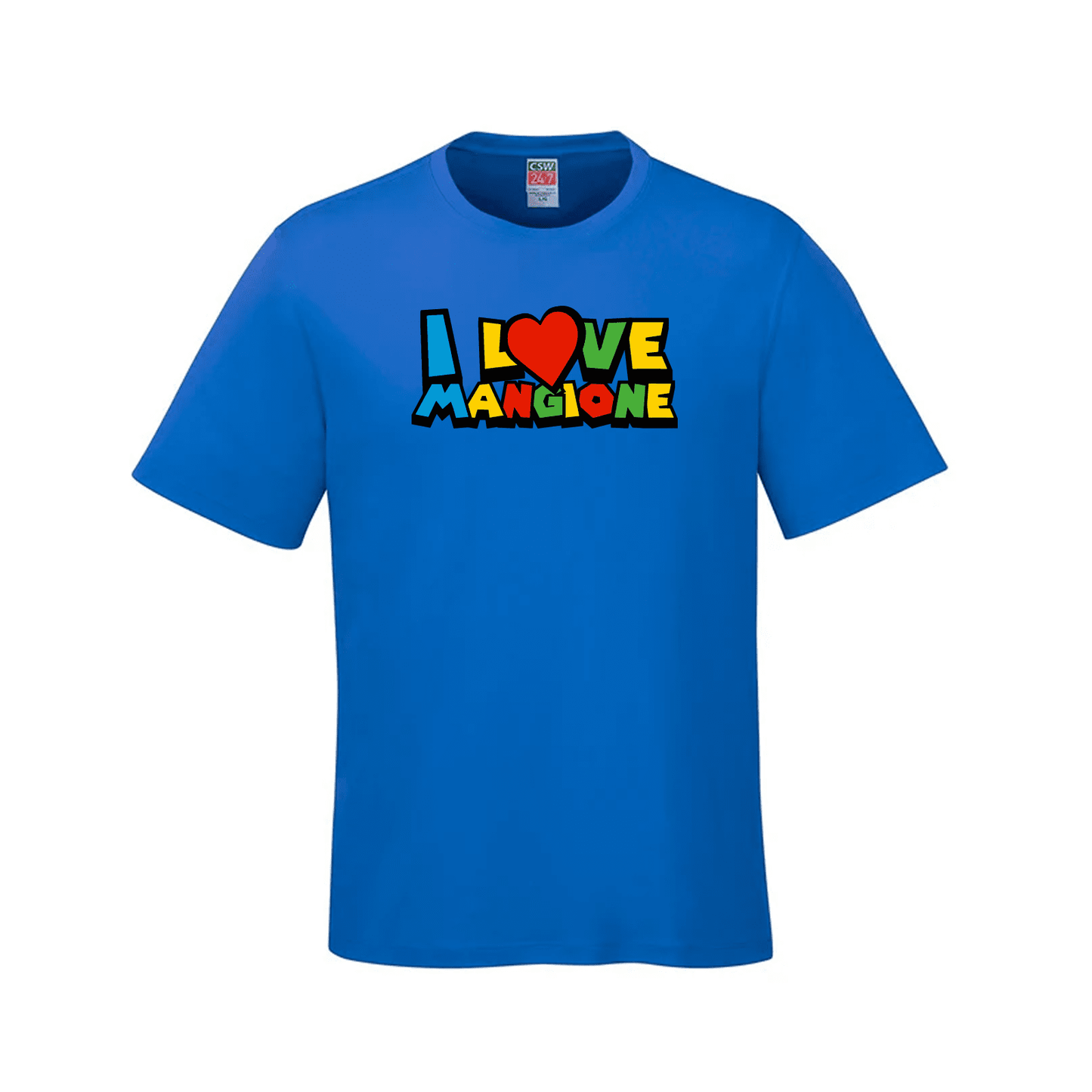 ’I Love Mangione’ T-Shirt (CSW247 Parkour Style) - Sapphire Blue / Small - T-Shirt