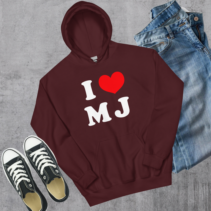 I ❤️ MJ Hoodie - Maroon / S