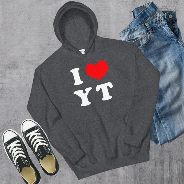 I ❤️ YT Hoodie - Dark Heather / S