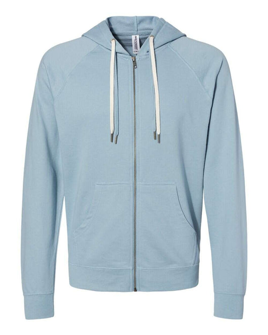 Icon Lightweight Loopback Terry Full-Zip Hooded Sweatshirt SS1000Z - Misty Blue / XS - Full-Zip Hoodie
