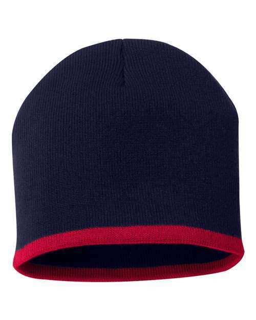 Ignite your brand: 8 inch custom apparel beanie ca-sprint - Navy/ Red / One Size