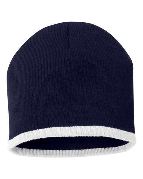 Ignite your brand: 8 inch custom apparel beanie ca-sprint - Navy/ White / One Size