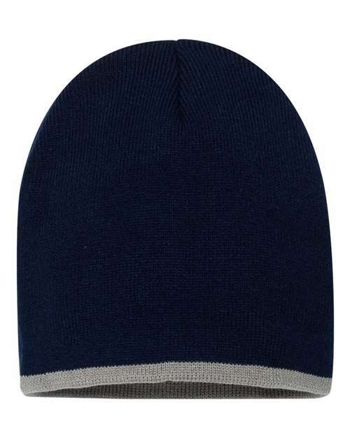 Ignite your brand: 8 inch custom apparel beanie ca-sprint - Navy/ Grey / One Size