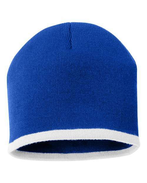 Ignite your brand: 8 inch custom apparel beanie ca-sprint - Royal/ White / One Size