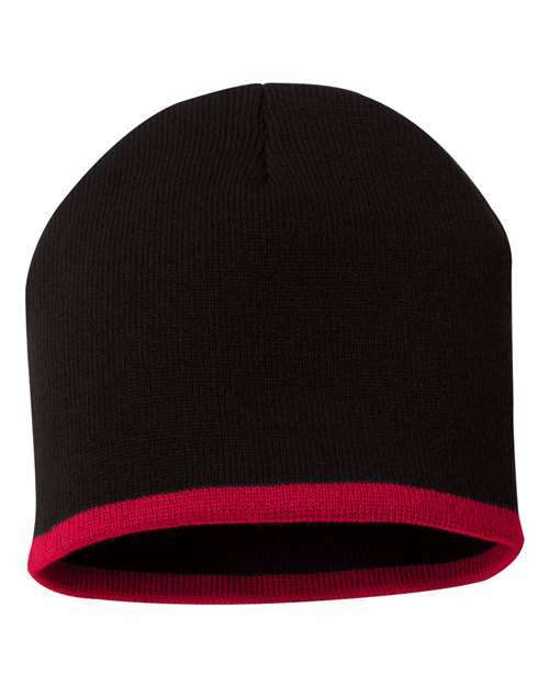 Ignite your brand: 8 inch custom apparel beanie ca-sprint - Black/ Red / One Size