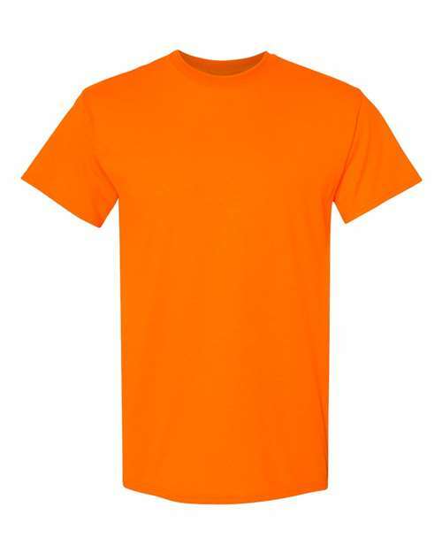 Ignite your brand: safety orange tee for custom apparel and screen printing. Product code available