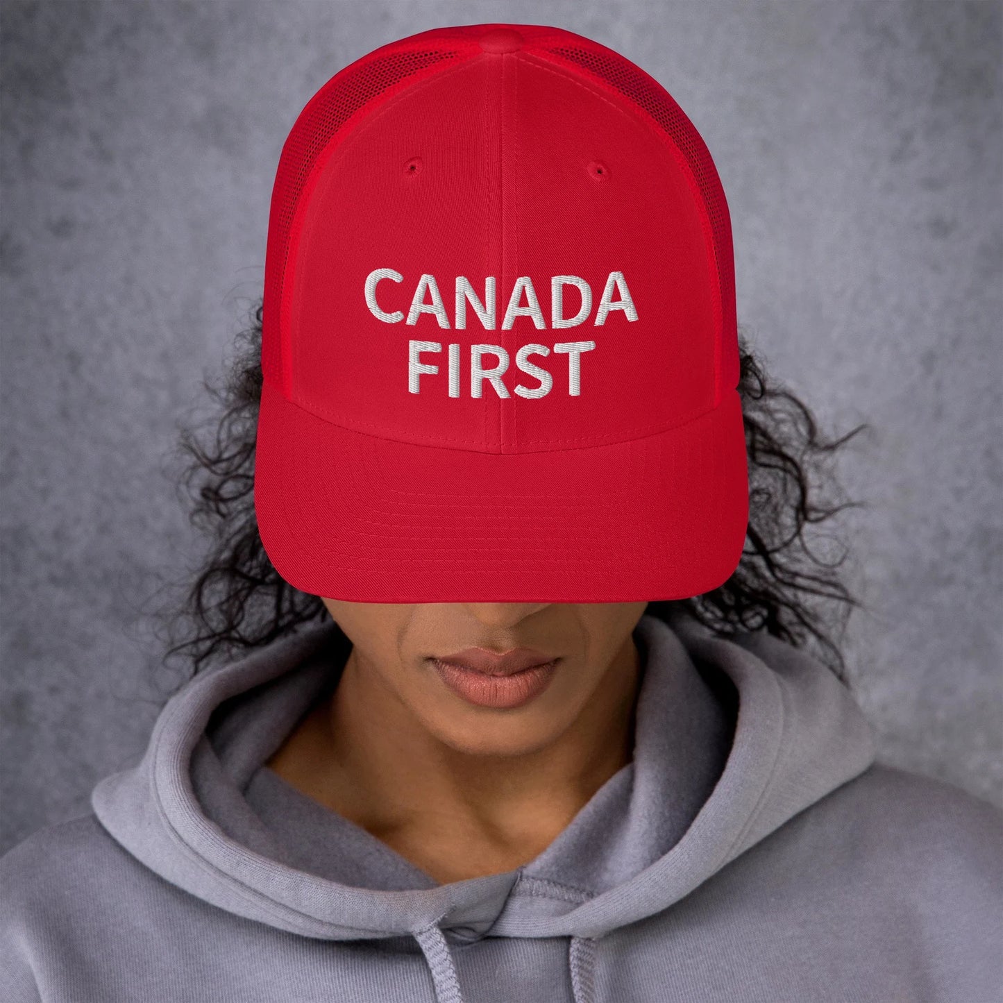 Canada First Five-Panel Retro Trucker Cap - Premium Embroidered Design