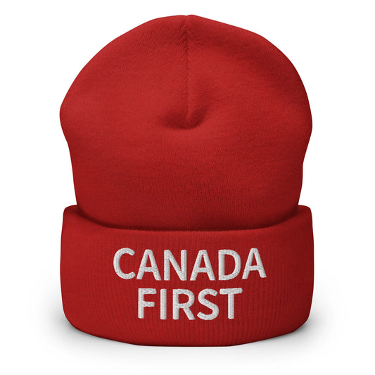 Canada First Roll Cuff Beanie - Premium Acrylic with Embroidered Design