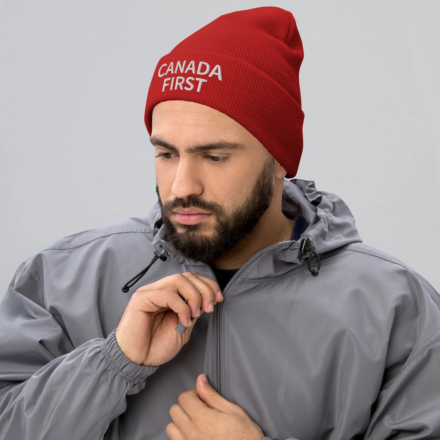 Canada First Roll Cuff Beanie - Premium Acrylic with Embroidered Design