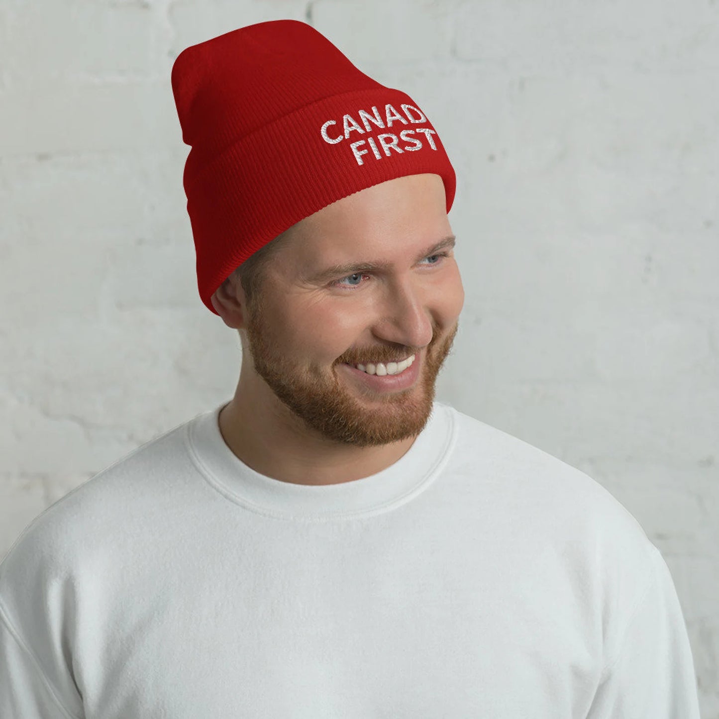 Canada First Roll Cuff Beanie - Premium Acrylic with Embroidered Design