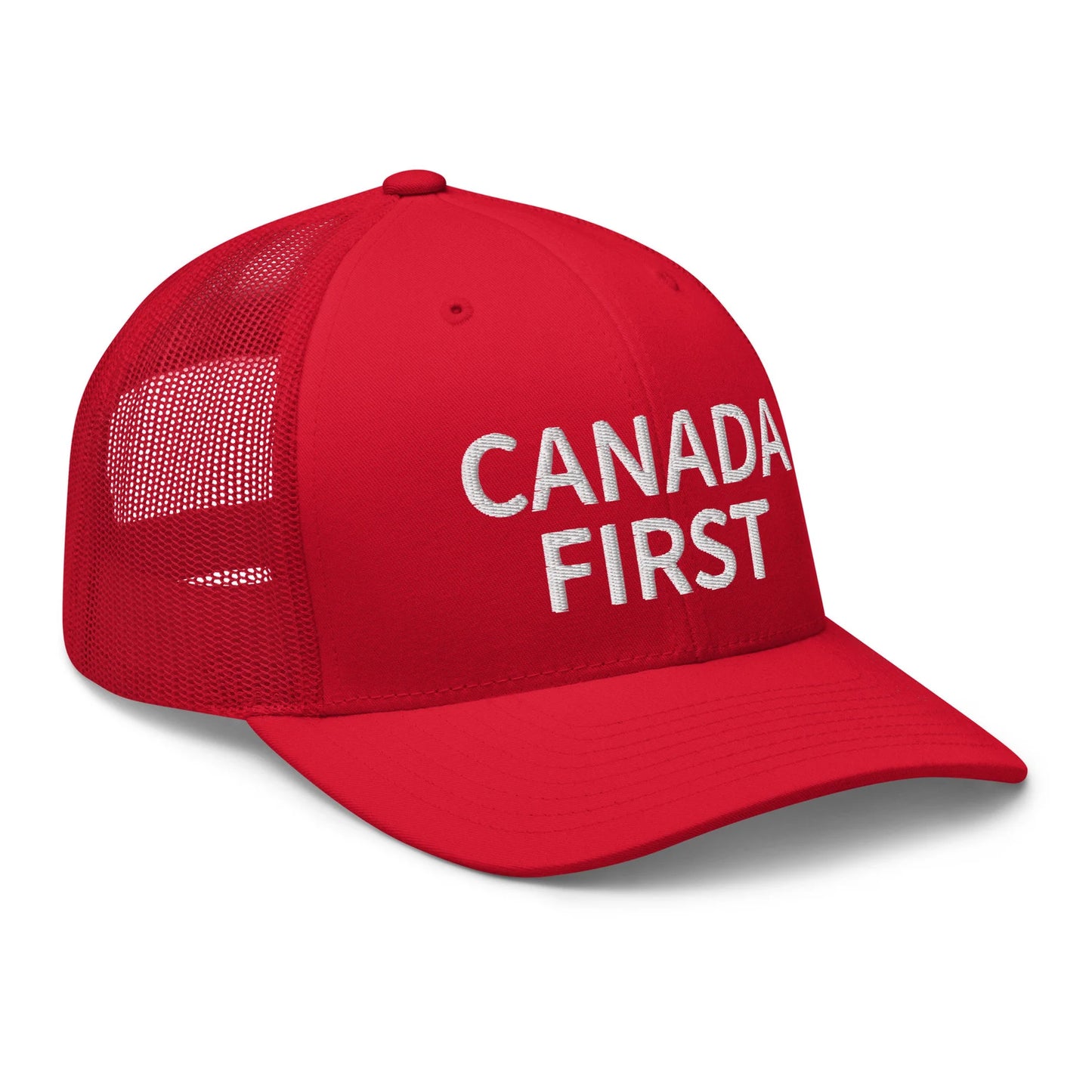 Canada First Five-Panel Retro Trucker Cap - Premium Embroidered Design