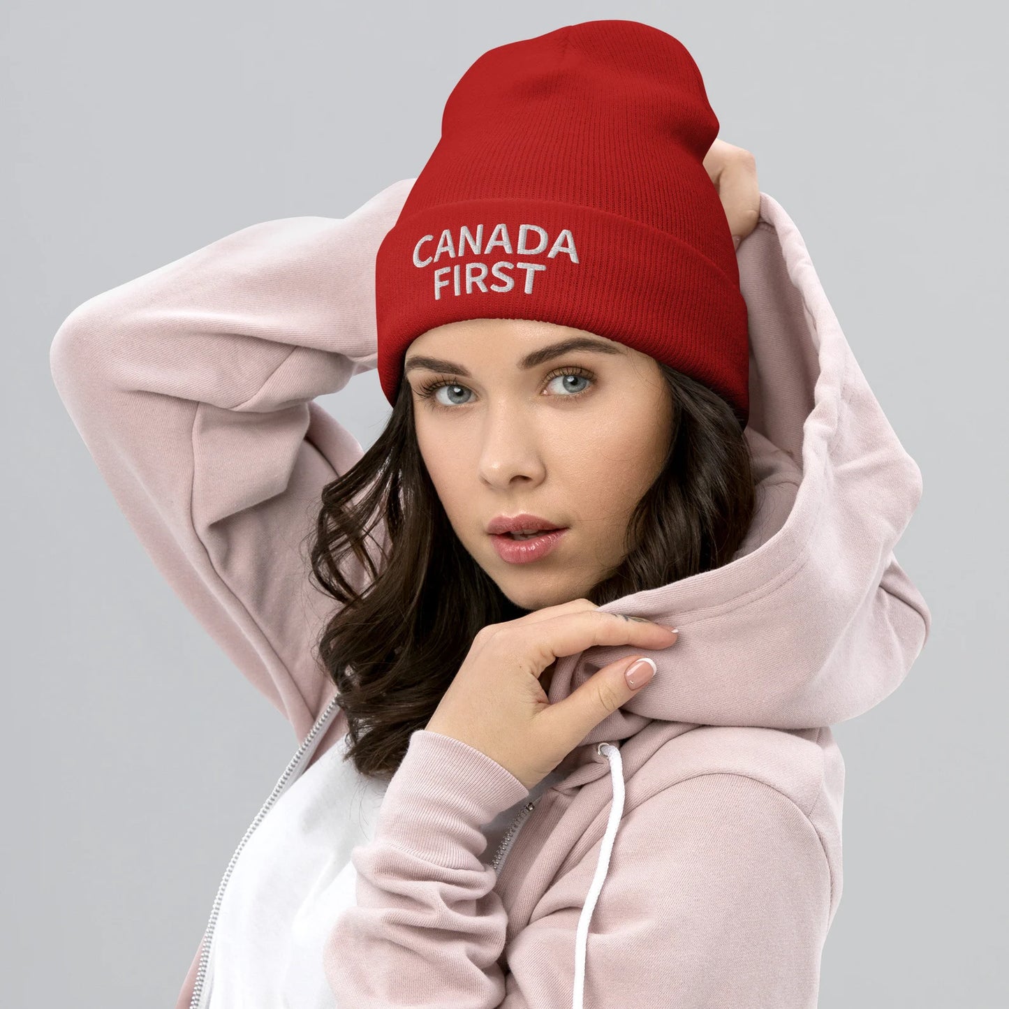 Canada First Roll Cuff Beanie - Premium Acrylic with Embroidered Design