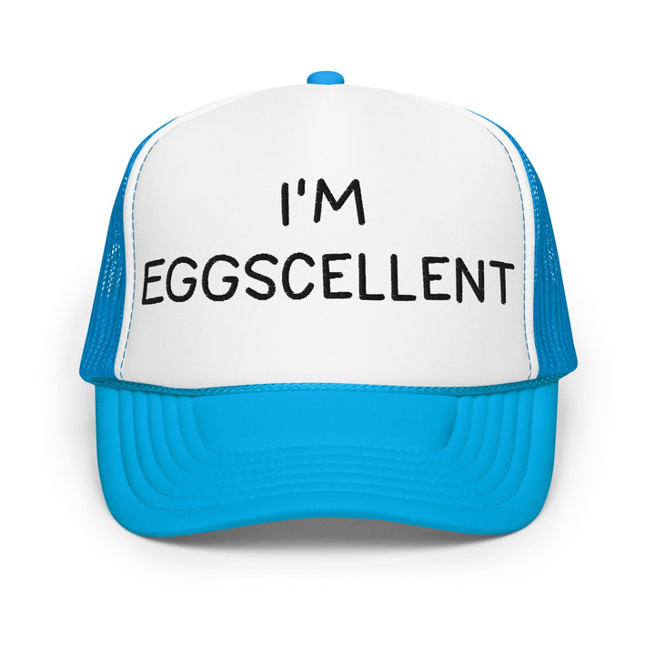 I’m Eggscellent Regular Show Embroidered Foam Trucker Hat - Blue / White / Blue