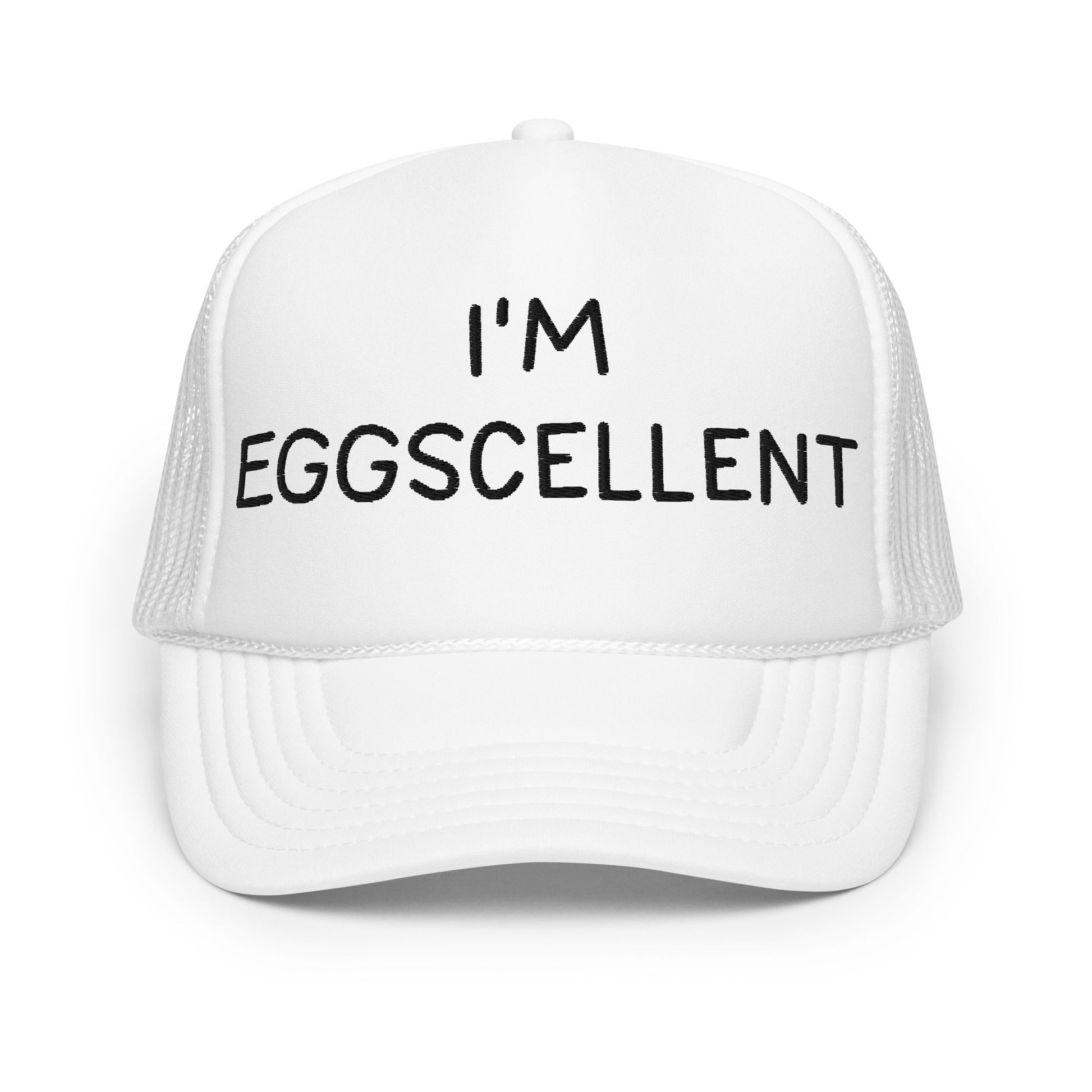 I’m Eggscellent Regular Show Embroidered Foam Trucker Hat - White