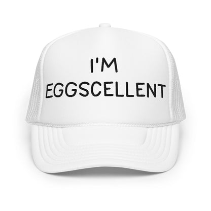 I’m Eggscellent Regular Show Embroidered Foam Trucker Hat - White