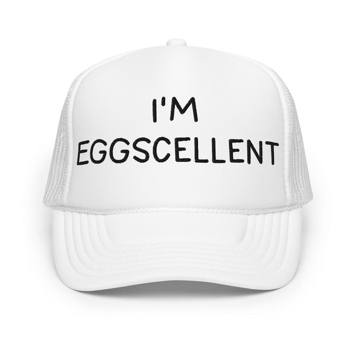 I’m Eggscellent Regular Show Embroidered Foam Trucker Hat - White