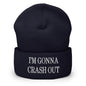 I’m Gonna Crash Out Embroidered Knit Cuffed Beanie - Navy