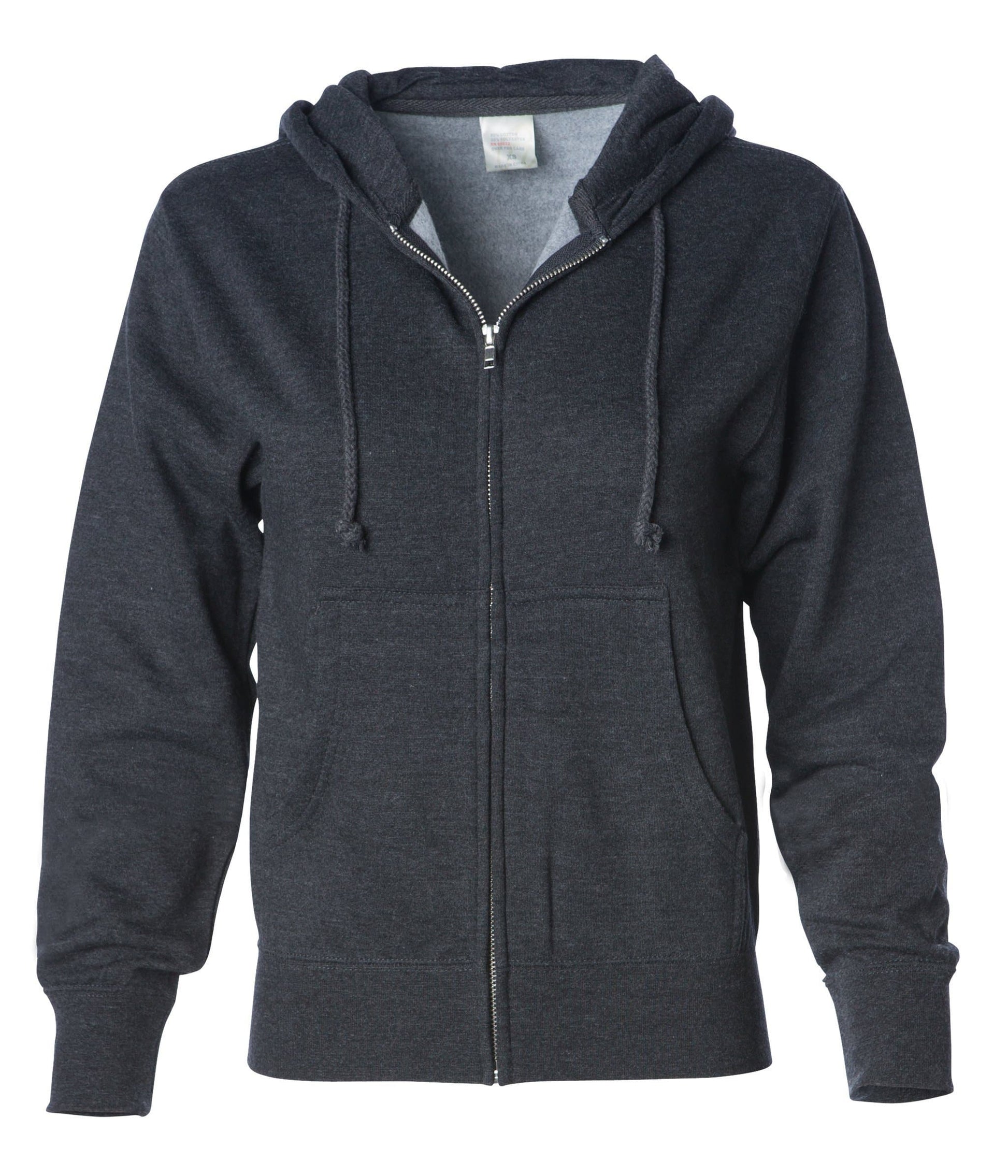 IND008Z - Zip Hooded Sweatshirt - Charcoal Heather / XS - CLOSE
