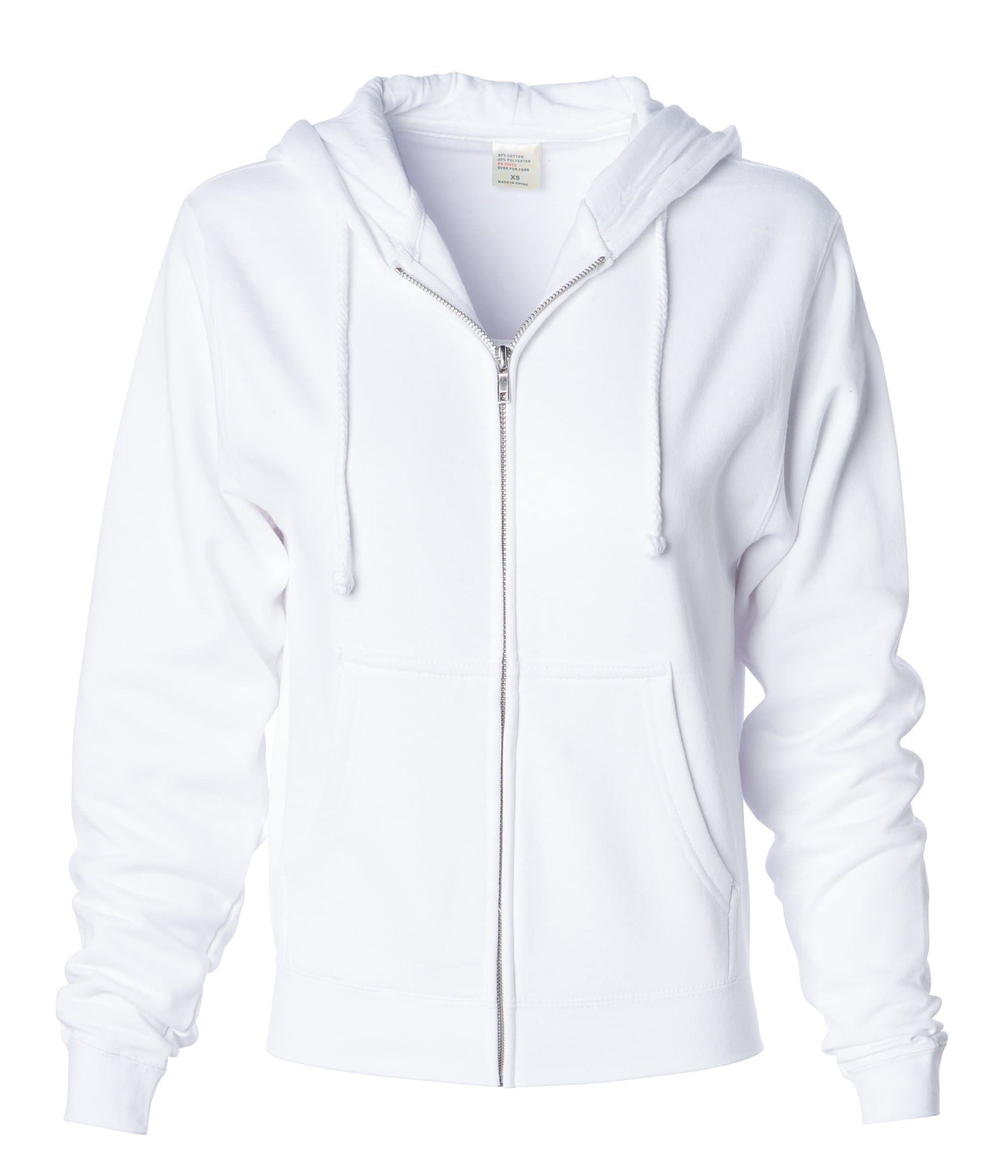 IND008Z - Zip Hooded Sweatshirt - White / S - CLOSE