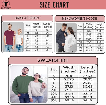 Clothing size chart for Jerzees NuBlend Crewneck sweatshirt with MAMA embroidery for screen printing
